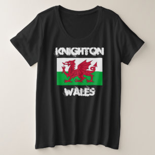 Knighton, Wales mit walisischer Flagge Große Größe T-Shirt