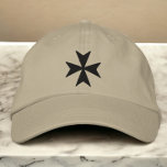 Knights Hospitaller Malteser Cross Bestickte Baseballkappe<br><div class="desc">Knights Hospitaller Maltese Cross in schwarz .. Stickereikappe von Ricaso</div>