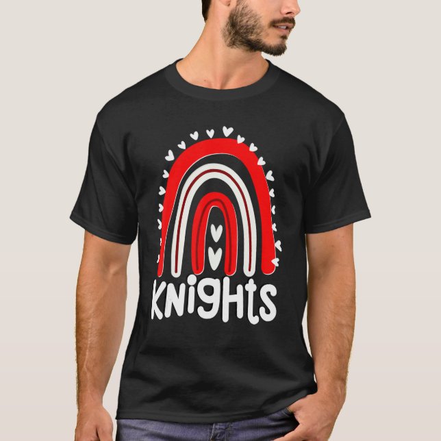 Knights School Mascot Hearts Rainbow Knight Sports T-Shirt (Vorderseite)