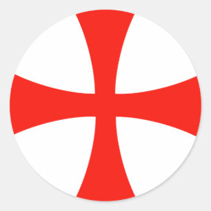 Knights_Templar_Cross Runder Aufkleber