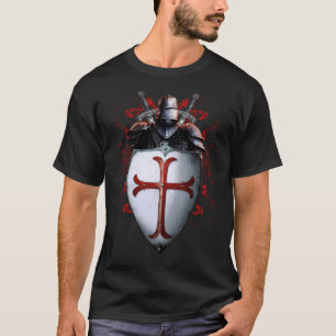 Knights Templar Flag Helmet Cross Schwert T-Shirt