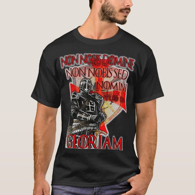 Knights Templar Non Nobis Gloriam Crusader Cross h T-Shirt (Vorderseite)