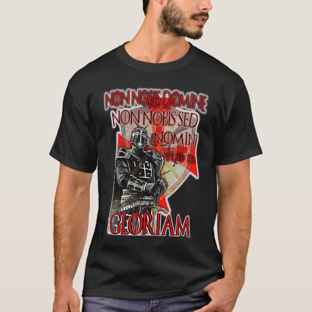 Knights Templar Non Nobis Gloriam Crusader Cross W T-Shirt (Vorderseite)