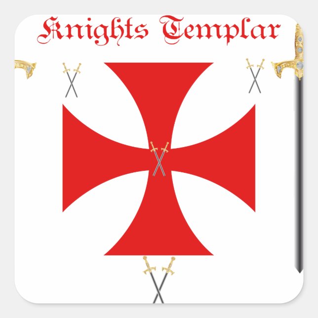 Knights Templar Quadratischer Aufkleber (Vorderseite)