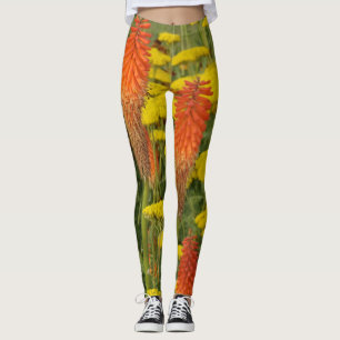 Kniphofia Uvaria Orange Blume Legierung Leggings