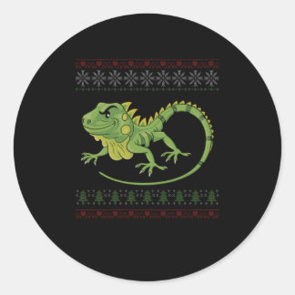 Knit Iguana Reptile Reptilian Animal Gift Runder Aufkleber