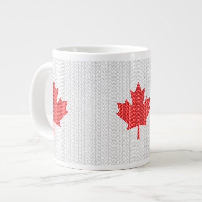 Knit Style Maple Leaf Knitting Motiv Jumbo-Tasse (Vorderseite Links)