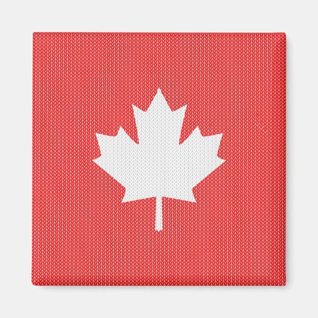 Knit Style Maple Leaf Knitting Motiv Magnet (Vorne)