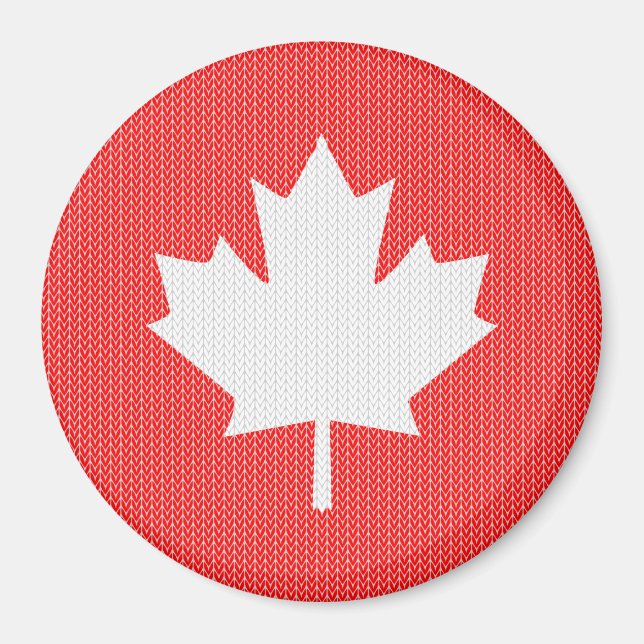 Knit Style Maple Leaf Knitting Motiv Magnet (Vorne)