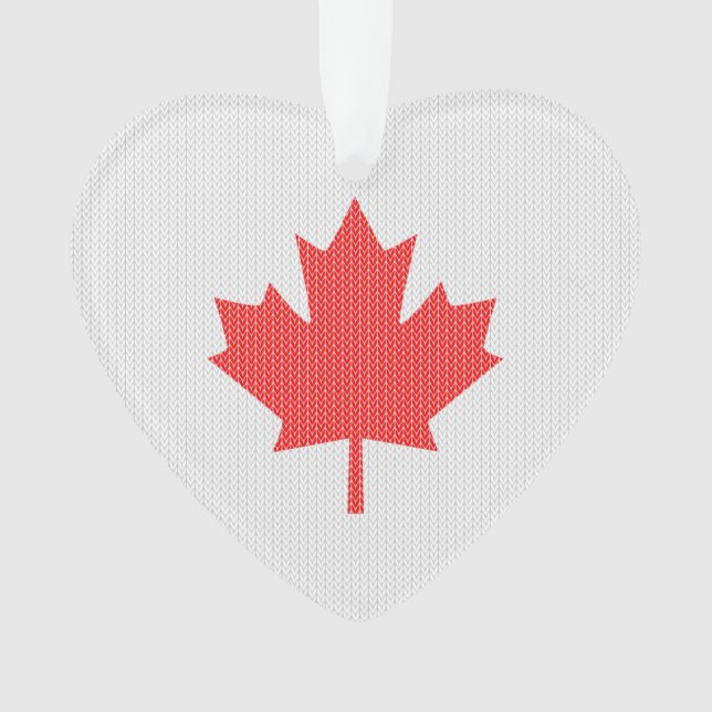 Knit Style Maple Leaf Knitting Motiv Ornament (Vorderseite)