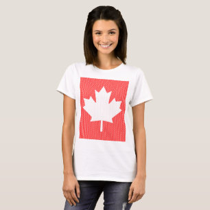 Knit Style Maple Leaf Knitting Motiv T-Shirt