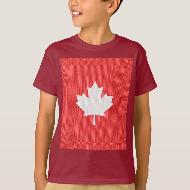 Knit Style Maple Leaf Knitting Motiv T-Shirt (Vorderseite)
