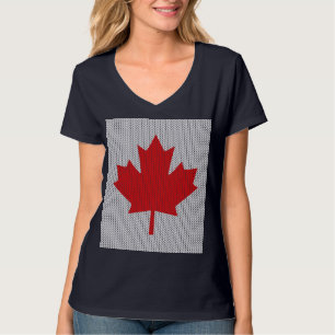 Knit Style Maple Leaf Knitting Motiv T-Shirt