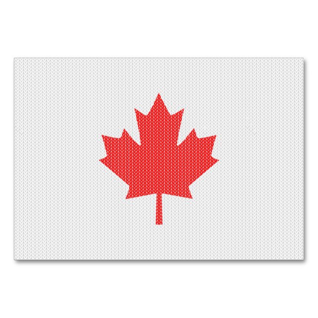 Knit Style Maple Leaf Knitting Motiv Tischnummer (Vorderseite)