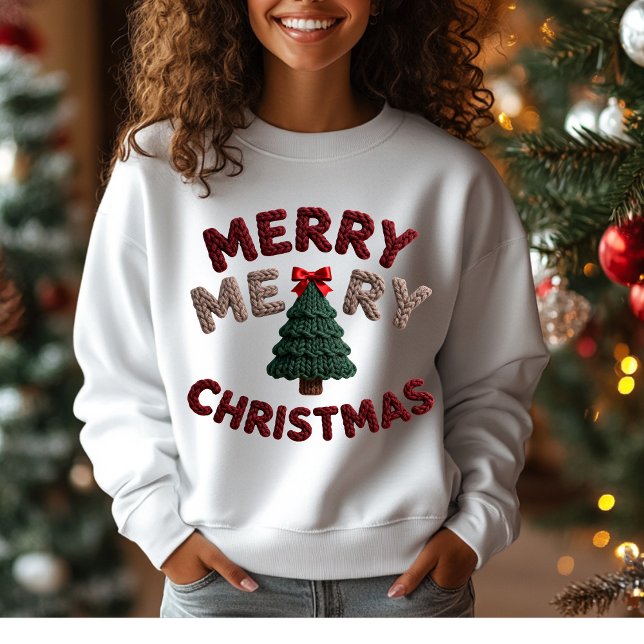 Knitted Christmas Tree T-Shirt T-Shirt Tri-Blend Shirt (Von Creator hochgeladen)