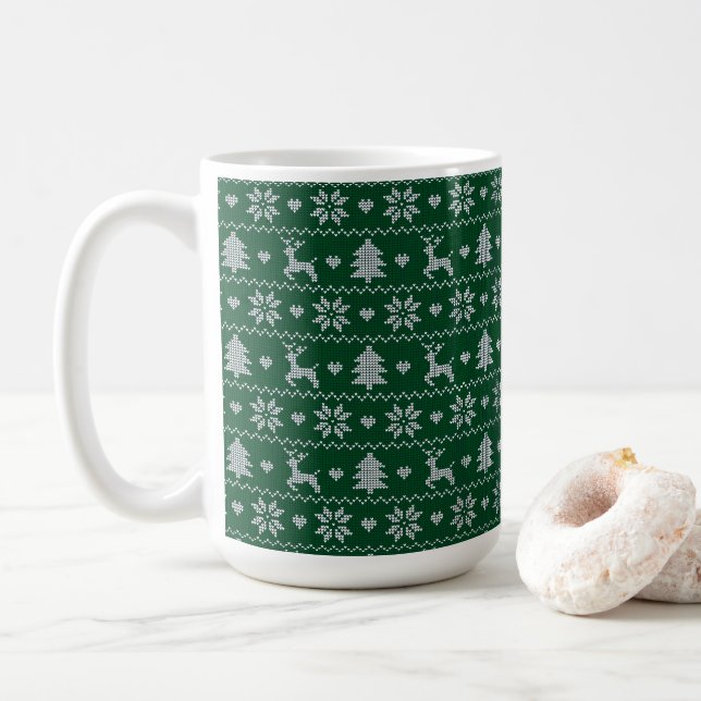 Knitted seamless Christmas pattern Kaffeetasse (Mit Donut)