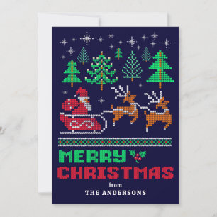 Knitted Xmas Sweater Muster Frohe Weihnachten