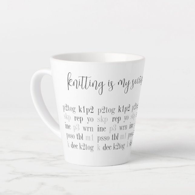 KNITTEN IST MEINE ZWEITE SPRACHE Latte Tasse (Linke Ecke)