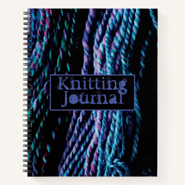 Knitter Journal Garn Wolle Handspun lila blau Notizbuch (Vorderseite)