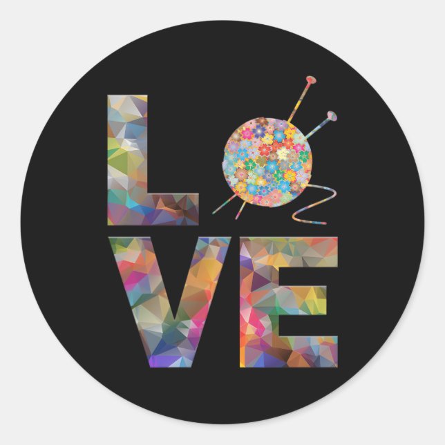 Knitter Knitter Crochet Liebe Garnmuster Stitch Runder Aufkleber (Vorderseite)