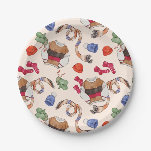 Knitterfreude (Wäsche) - Teller aus Papier (Vorderseite)