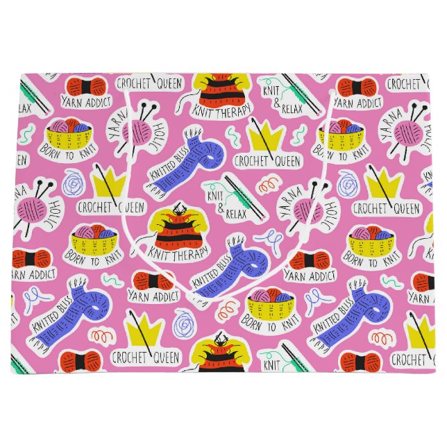 Knittern Crochet-Liebe Große Geschenktüte (Vorderseite)