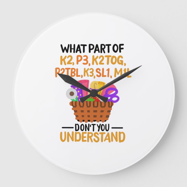 Knittern Funny Knitting Quotes Große Wanduhr (Vorderseite)