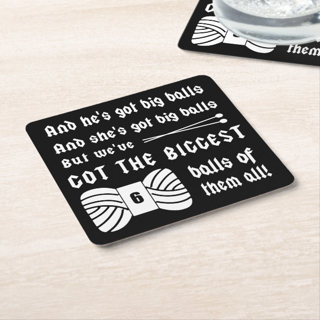 Knittern ・ Große Bälle aus Garnkunst Dunkel Rechteckiger Pappuntersetzer (angewinkelt)