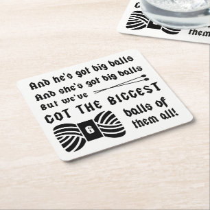 Knittern ・ Große Bälle aus Garnkunst Rechteckiger Pappuntersetzer