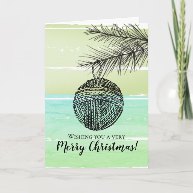 Knittern Häkelgarn personalisiertes Foto Weihnacht Feiertagskarte (Vorderseite)