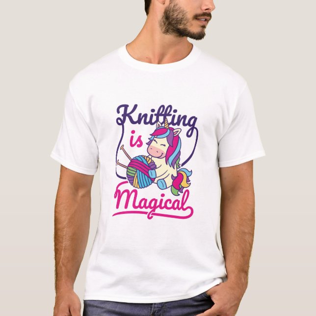 Knittern ist magisches Einhorn T-Shirt (Vorderseite)