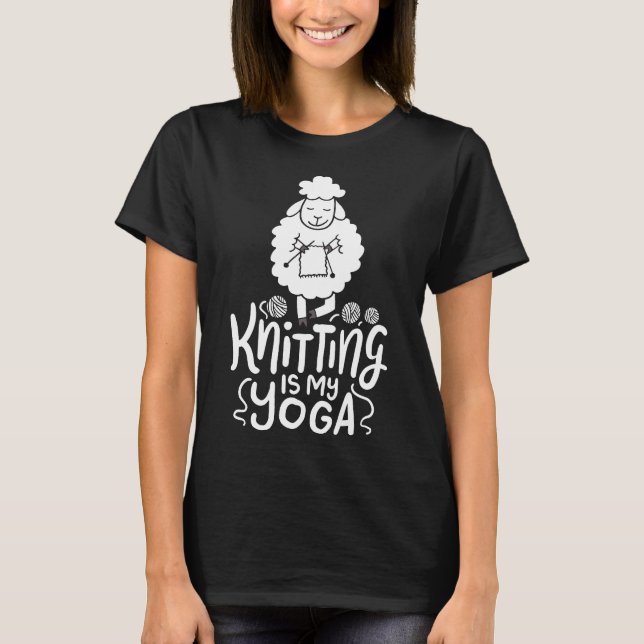 Knittern ist mein Niedliches Yoga-Wollschaf T-Shirt (Vorderseite)