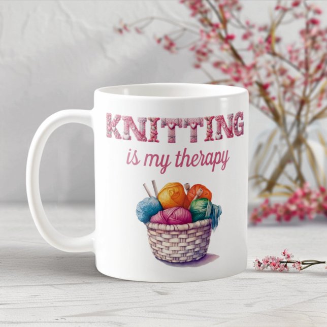 Knittern ist meine Therapie Kaffeetasse (Von Creator hochgeladen)