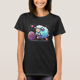 Knittern Knetgewebe Schafe Knitter Garn Nadelemme T-Shirt