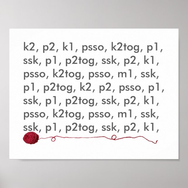 Knittern Lingo Rote Garne Kunsthandwerk Poster (Vorne)