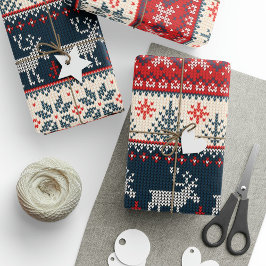 Knittern Muster Weihnachtsbaum Nordic Geschenkpapier