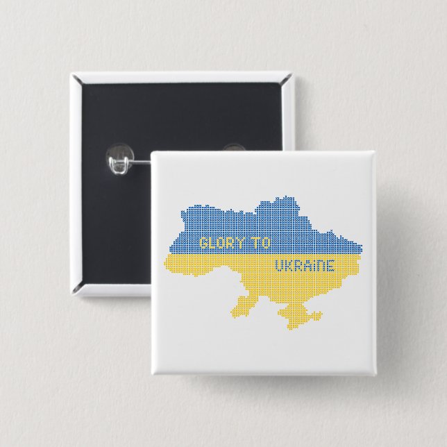 Knittern ukrainischer Staat Landkarte Text Ruhm an Button (Vorne & Hinten)