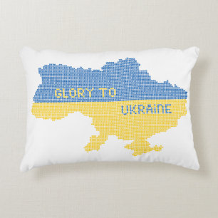 Knittern ukrainischer Staat Landkarte Text Ruhm an Dekokissen