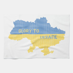 Knittern ukrainischer Staat Landkarte Text Ruhm an Geschirrtuch