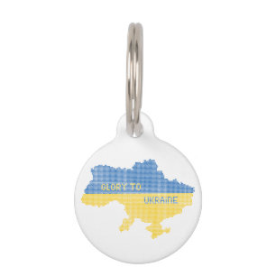 Knittern ukrainischer Staat Landkarte Text Ruhm an Haustiermarke