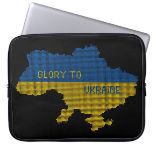 Knittern ukrainischer Staat Landkarte Text Ruhm an Laptopschutzhülle