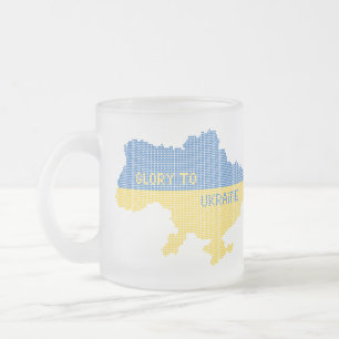 Knittern ukrainischer Staat Landkarte Text Ruhm an Mattglastasse