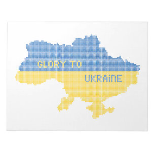 Knittern ukrainischer Staat Landkarte Text Ruhm an Notizblock