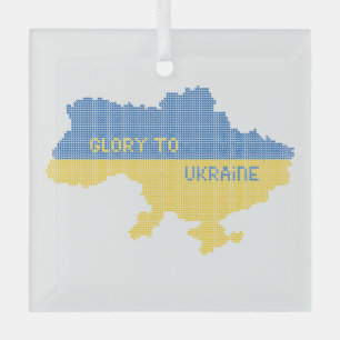 Knittern ukrainischer Staat Landkarte Text Ruhm an Ornament Aus Glas