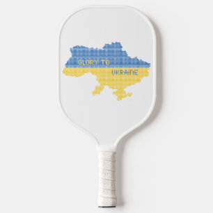 Knittern ukrainischer Staat Landkarte Text Ruhm an Pickleball Schläger