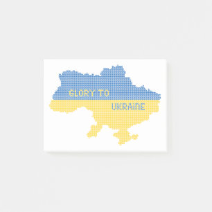 Knittern ukrainischer Staat Landkarte Text Ruhm an Post-it Klebezettel