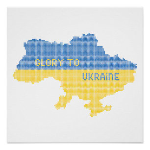 Knittern ukrainischer Staat Landkarte Text Ruhm an Poster