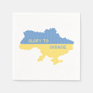 Knittern ukrainischer Staat Landkarte Text Ruhm an Serviette