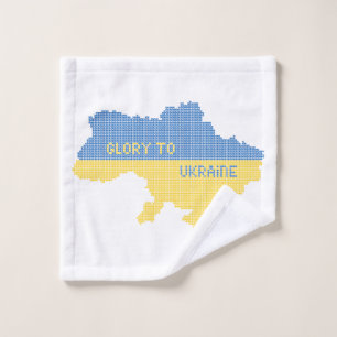 Knittern ukrainischer Staat Landkarte Text Ruhm an Waschlappen