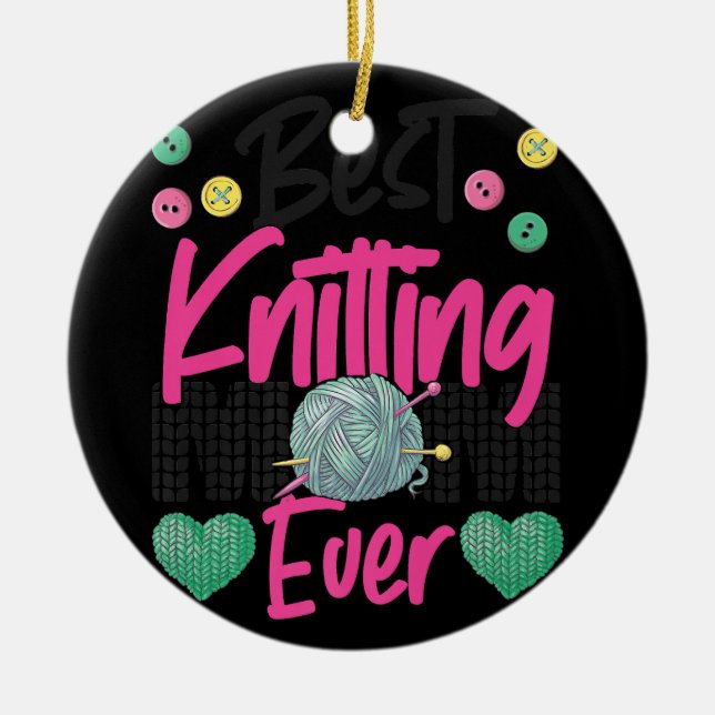 Knittern von Crocheting-Strick Happens Knitter Keramik Ornament (Vorne)